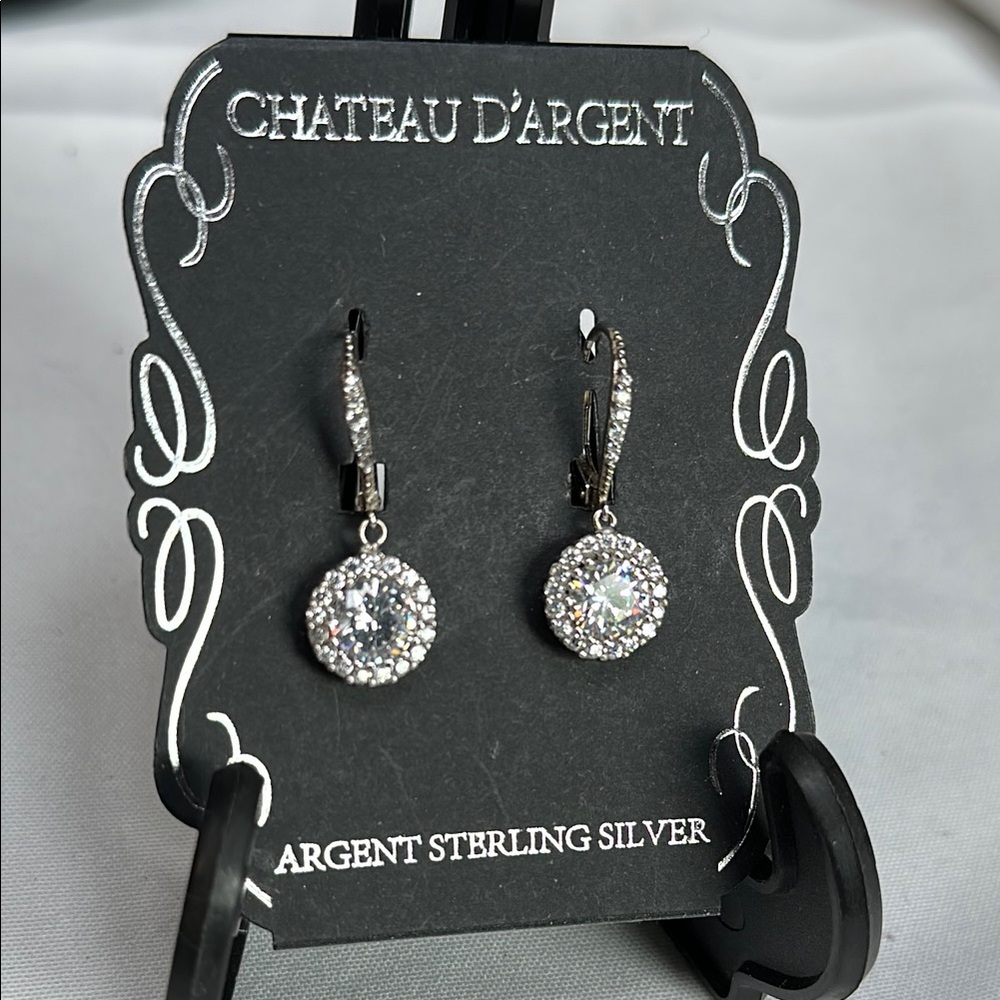 Sterling Silver & Cubic Zirconia Halo Drop Earrings 925